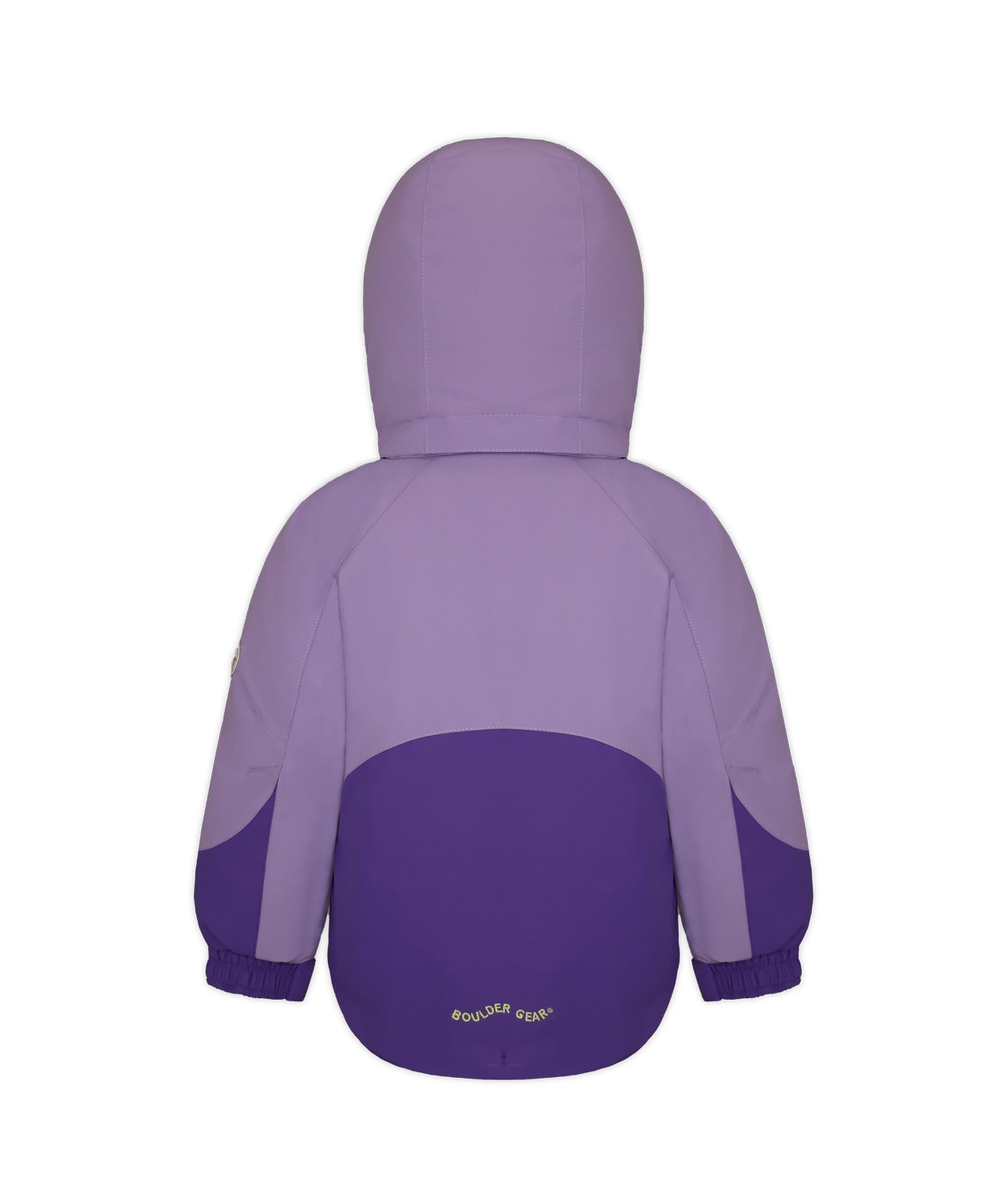 Boulder Gear Lacey Toddler Jacket ski jacket -- Lilac 3 colorway outside profile showing zippered pockets and seams