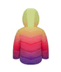 Boulder Gear Penny Toddler Jacket ski jacket -- Pink Ombre 2 colorway front view on model with hood and cuffs