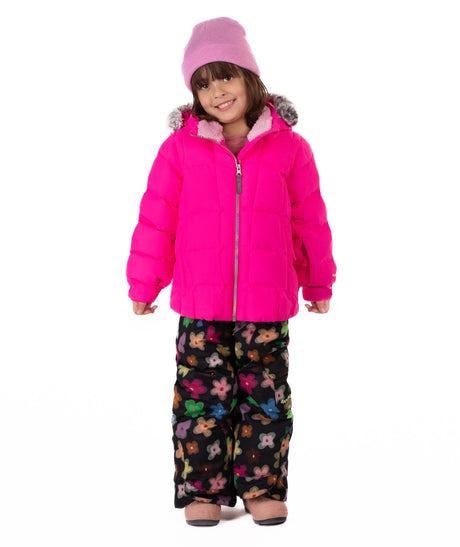 Boulder Gear Raya Toddler Jacket 2026 ski jacket -- front view on model showing insulated shell and hood at Willis Ski and