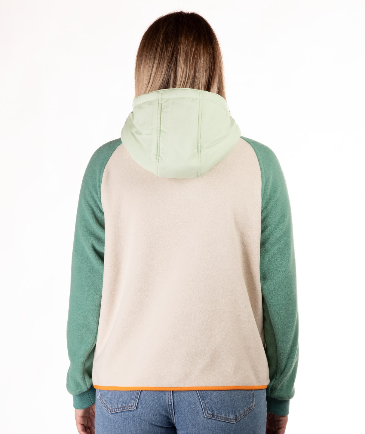 Boulder Gear Scout Pullover Womens Fleece 2026 mid layer -- Oil Green colorway front view on model