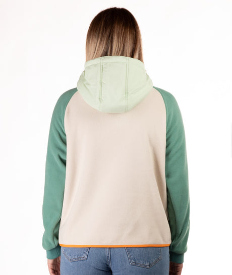 Boulder Gear Scout Pullover Womens Fleece 2026 mid layer -- Oil Green colorway front view on model