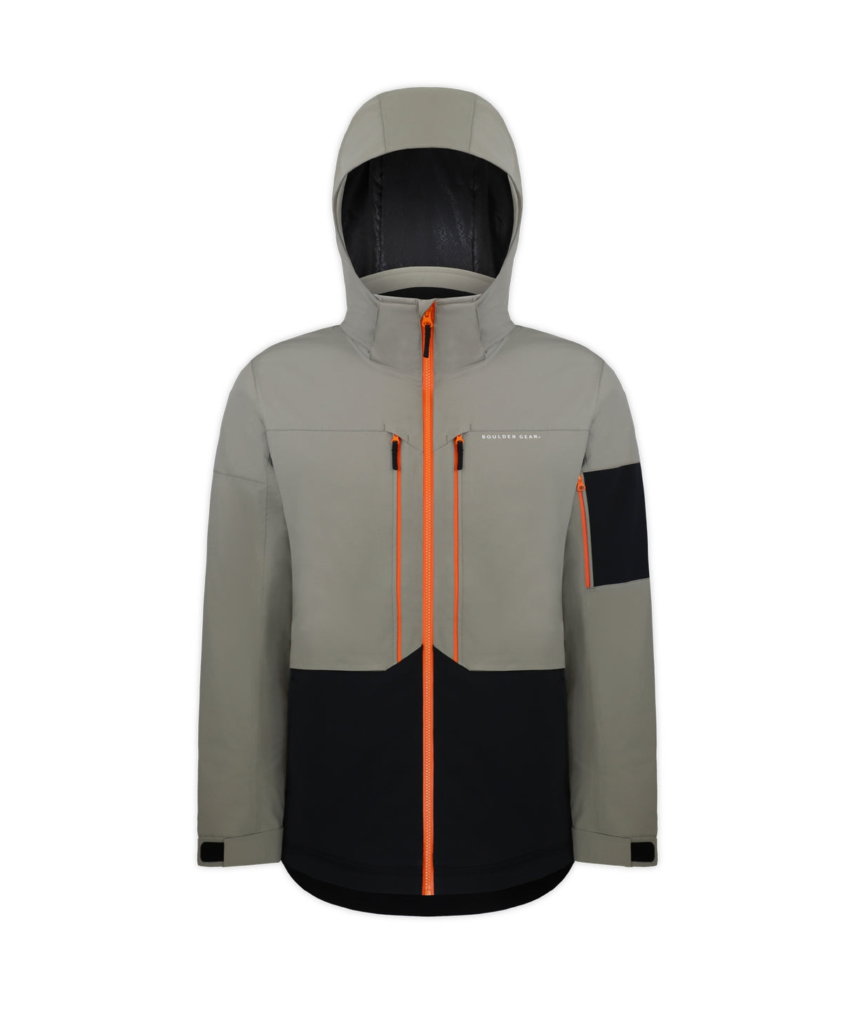Boulder Gear Tremor Mens Jacket ski jacket -- front view on model showing insulated shell and hood at Willis Ski and Board