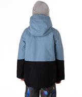 Boulder Gear Wesley Junior Jacket 2026 ski jacket -- Blue Shadow colorway front view on model with hood and cuffs