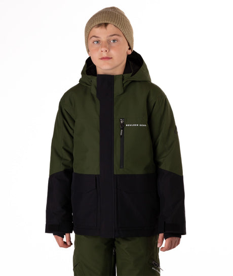 Boulder Gear Wesley Junior Jacket 2026 ski jacket -- Green Seaweed colorway lifestyle view showing full jacket silhouette