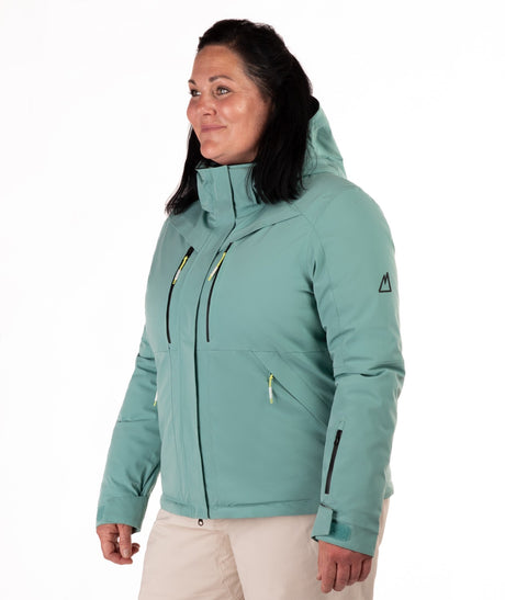 Boulder Gear Wren Womens Jacket 2026 ski jacket -- Oil Green colorway outside profile showing zippered pockets and seams