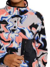 Burton Cinder Womens Fleece 2026 mid layer -- Dazed colorway chest pocket and zipper detail