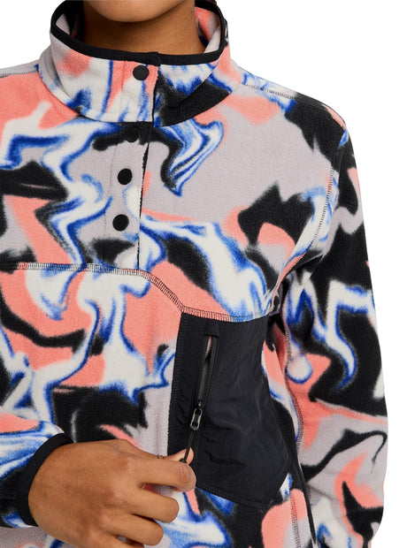 Burton Cinder Womens Fleece 2026 mid layer -- Dazed colorway chest pocket and zipper detail