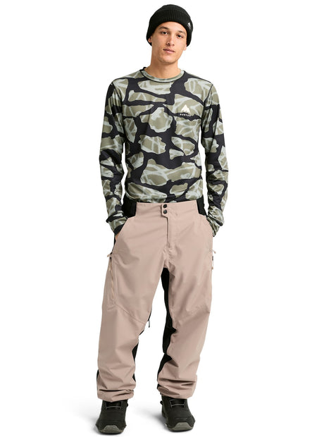 Burton Reserve 2l Relaxed Mens Pant 2026 ski pant -- Summit Taupe colorway front view on model