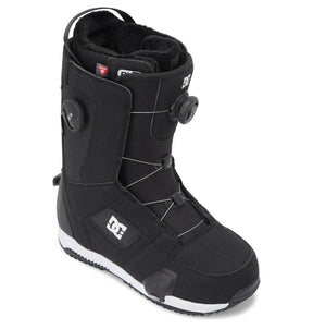 Dc Phase Boa Pro Step On Snowboard Boots snowboard boot -- Black White colorway outside profile showing lacing closure