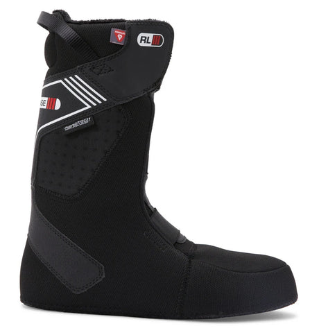 Dc Phase Boa Pro Step On Snowboard Boots snowboard boot -- Black White colorway outside profile showing lacing closure