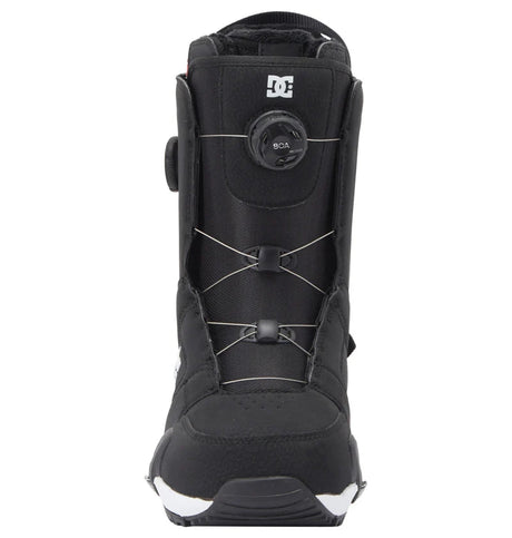 Dc Phase Boa Pro Step On Snowboard Boots snowboard boot -- Black White 8 colorway outside profile showing lacing closure