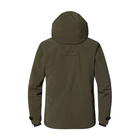 Descente 3d Insulater Mens Jacket 2026 ski jacket -- Sturdy Green colorway front view on model with hood and cuffs