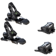 Elan Attack 11 GW ski bindings in black with green accents, top view of two toe pieces and two heel pieces. Available at Willi's Ski Shop.