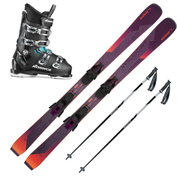 This is an image of Elan Wildcat 82 C PS womens skis Package with Ski Boots