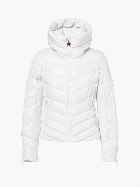Goldbergh Abisso Womens Jacket 2026 ski jacket -- front view on model showing insulated shell and hood at Willis Ski and