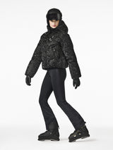 Goldbergh Aeliana Womens Jacket 2026 ski jacket -- Black 6 colorway front view on model with hood and cuffs