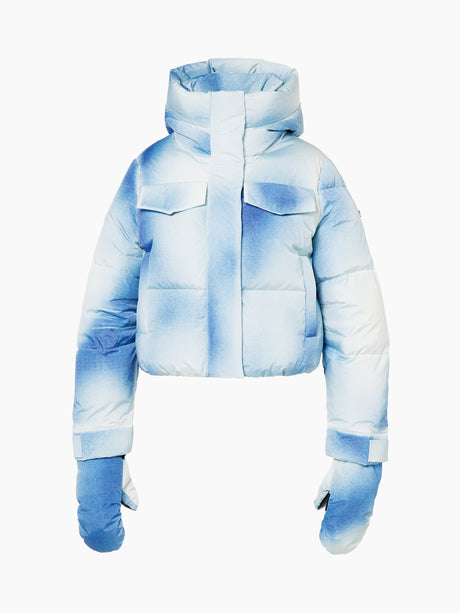 Goldbergh Ciel Bleu Womens Jacket ski jacket -- front view on model showing insulated shell and hood at Willis Ski and Board