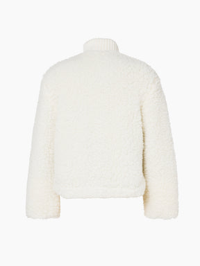 Goldbergh Justine Womens Jacket ski jacket -- Cream colorway front view on model with hood and cuffs