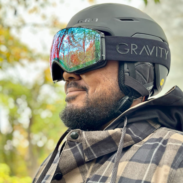 Gravity Goggles Defiance goggle -- front view with anti-fog coating and UV400 lens protection