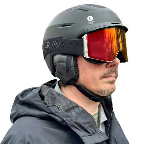Gravity Goggles Newton Pro goggle -- front view with anti-fog coating and UV400 lens protection
