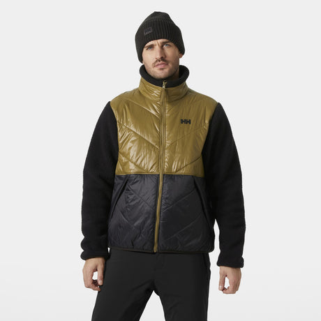Helly Hansen Village Hybrid Mens Jacket 2026 ski jacket -- Sepa colorway outside profile showing zippered pockets and seams