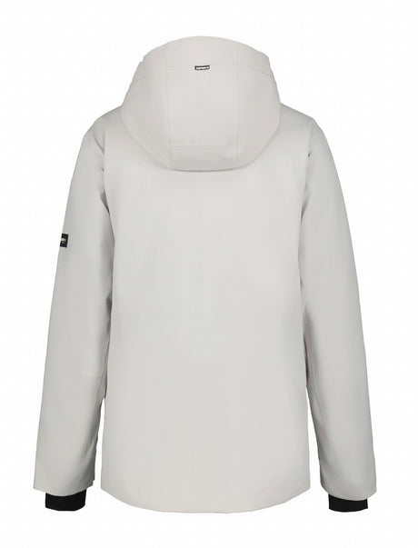 Icepeak Cale Mens Jacket ski jacket -- Grey 220 colorway front view on model with hood and cuffs