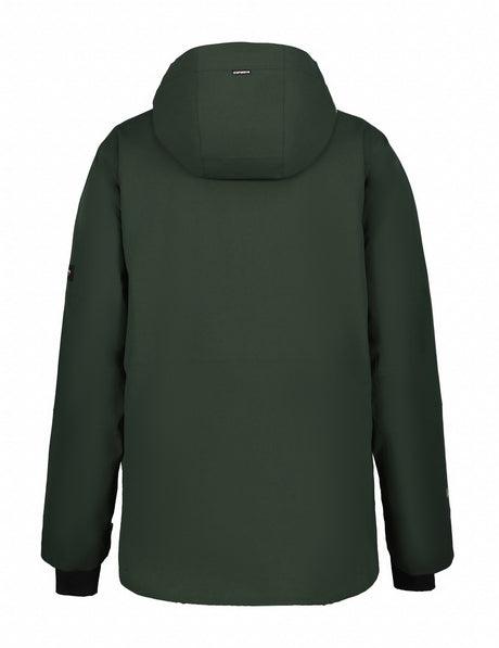 Icepeak Cale Mens Jacket ski jacket -- Light Green 527 colorway back view showing articulated powder skirt and fit