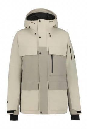 Icepeak Cale Mens Jacket 2026 ski jacket -- Grey colorway front view on model with hood and cuffs
