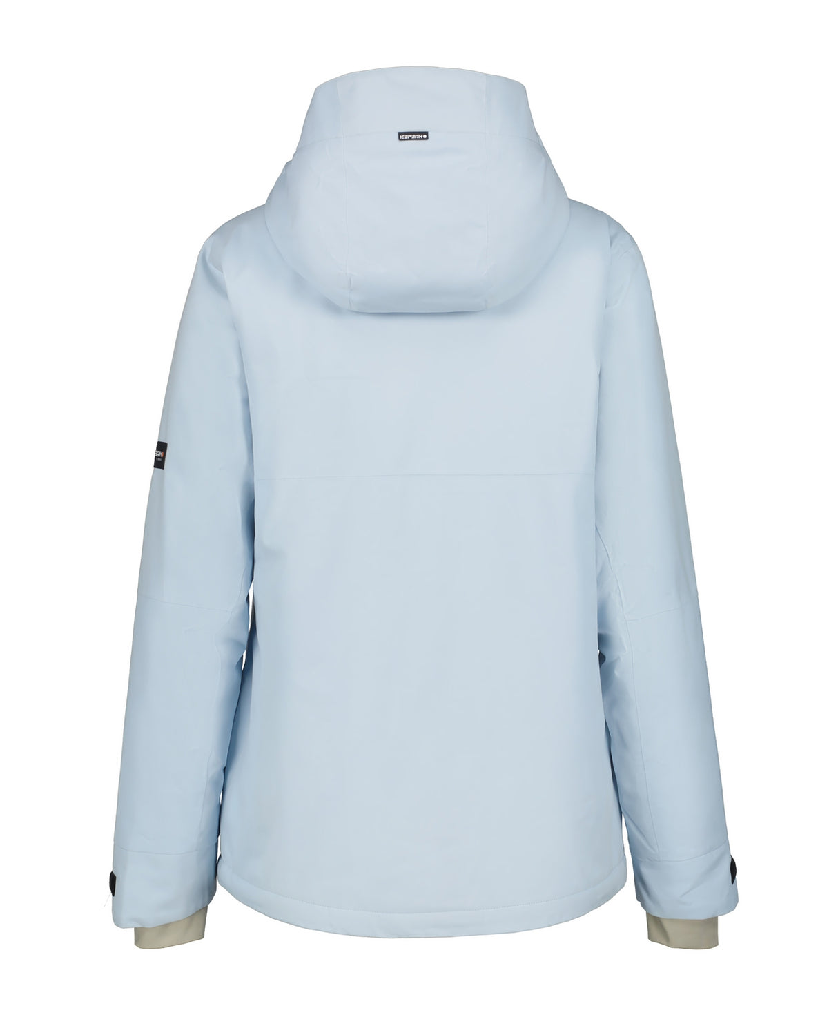 Icepeak Cathay Womens Jacket 2026 ski jacket -- Baby Blue 6 colorway back view showing articulated powder skirt and fit
