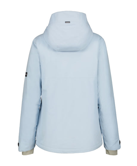 Icepeak Cathay Womens Jacket 2026 ski jacket -- Baby Blue 6 colorway back view showing articulated powder skirt and fit