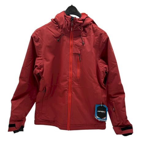 Icepeak Chester Mens Jacket ski jacket -- Burnt Red 470 colorway front view on model with hood and cuffs