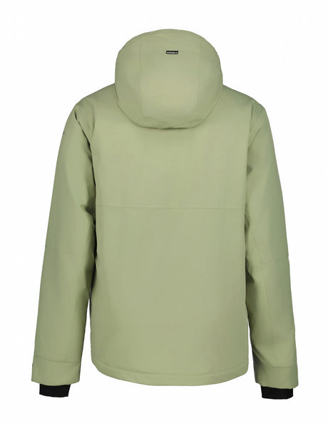 Icepeak Chester Mens Jacket ski jacket -- Light Green 527 colorway detail view of hood lining and wrist cuff design