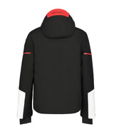 Icepeak Fircrest Mens Jacket ski jacket -- Black White 804 colorway front view on model with hood and cuffs