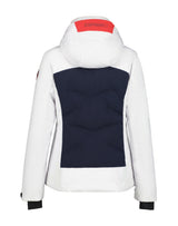 Icepeak Flovilla Womens Jacket ski jacket -- White 980 colorway front view on model with hood and cuffs