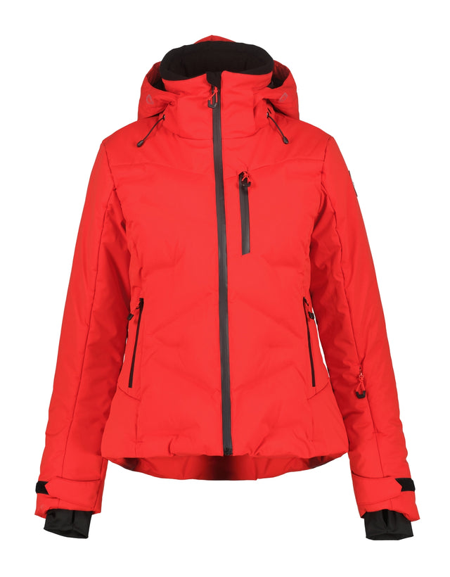 Icepeak Flovilla Womens Jacket 2026 ski jacket -- front view on model showing insulated shell and hood at Willis Ski and