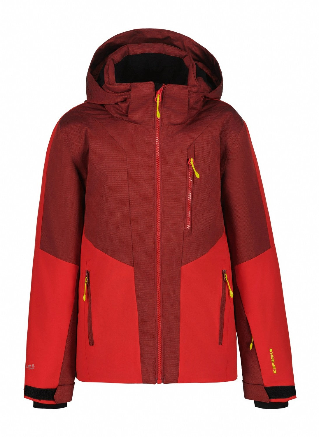 Icepeak Langdon Junior Jacket ski jacket -- front view on model showing insulated shell and hood at Willis Ski and Board