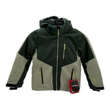 Icepeak Langdon Junior Jacket ski jacket -- Light Green 527 colorway front view on model with hood and cuffs