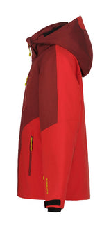 Icepeak Langdon Junior Jacket ski jacket -- Red 640 colorway outside profile showing zippered pockets and seams