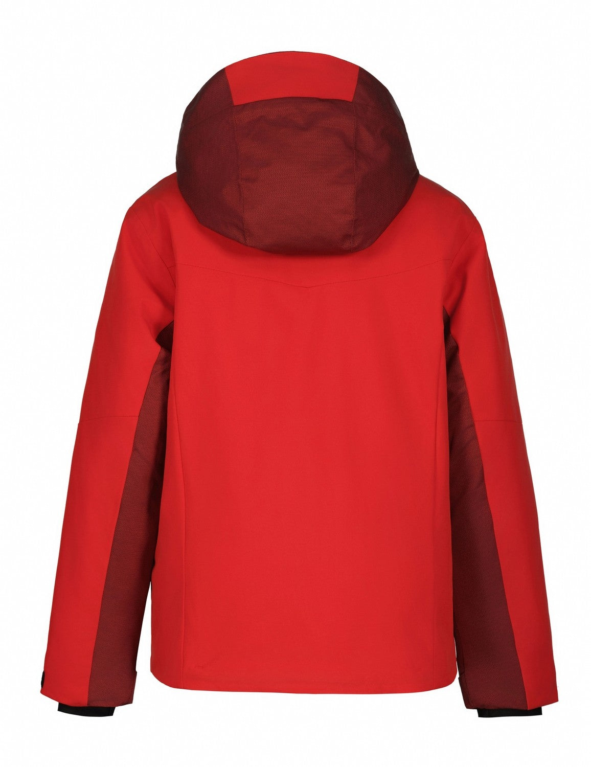 Icepeak Langdon Junior Jacket ski jacket -- Red 640 colorway back view showing articulated powder skirt and fit