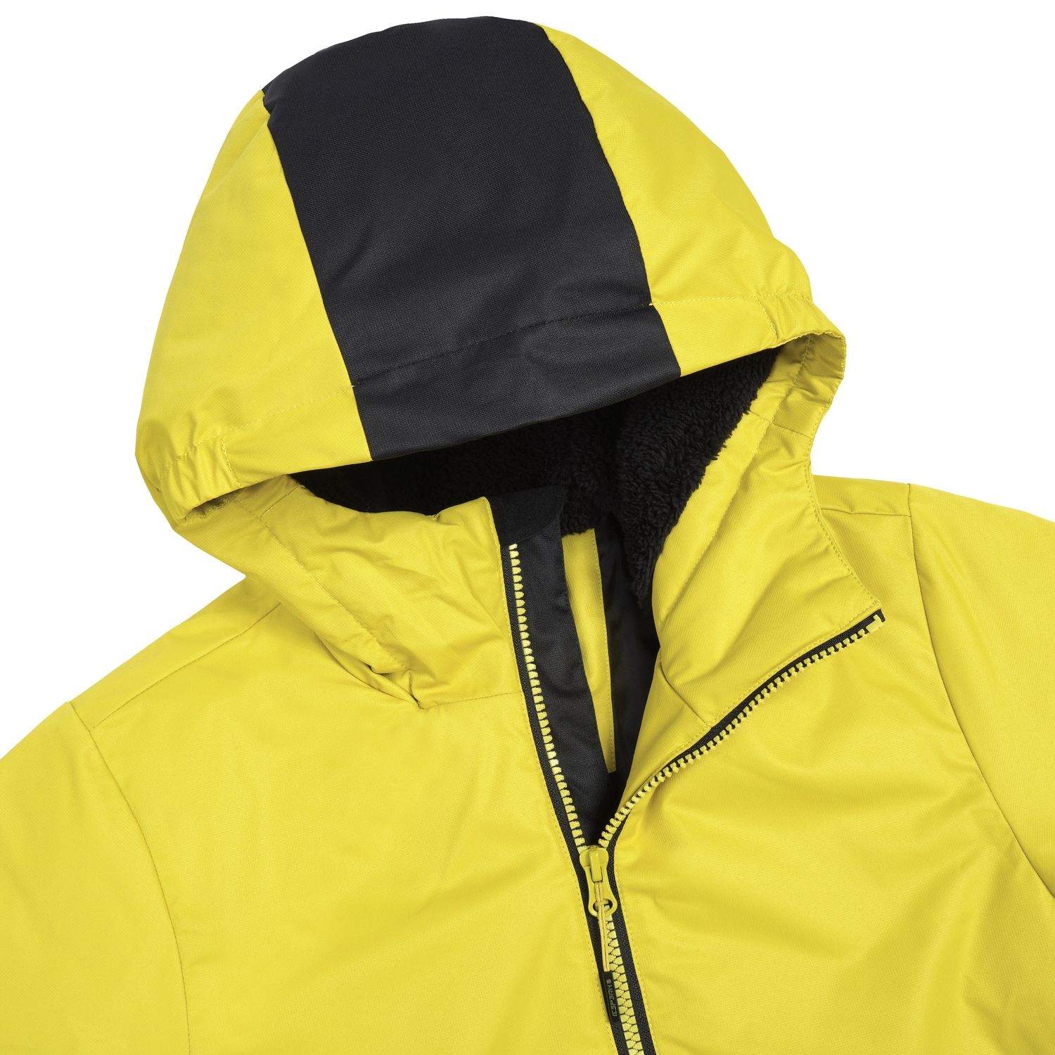 Icepeak Latimer Junior Jacket 2026 ski jacket -- Olive 570 colorway front view on model with hood and cuffs