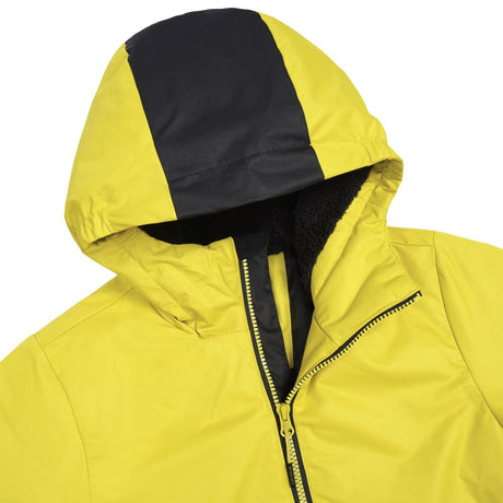 Icepeak Latimer Junior Jacket 2026 ski jacket -- Olive 570 colorway front view on model with hood and cuffs