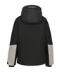Icepeak Latta Junior Jacket 2026 ski jacket -- Basic Black colorway front view on model with hood and cuffs