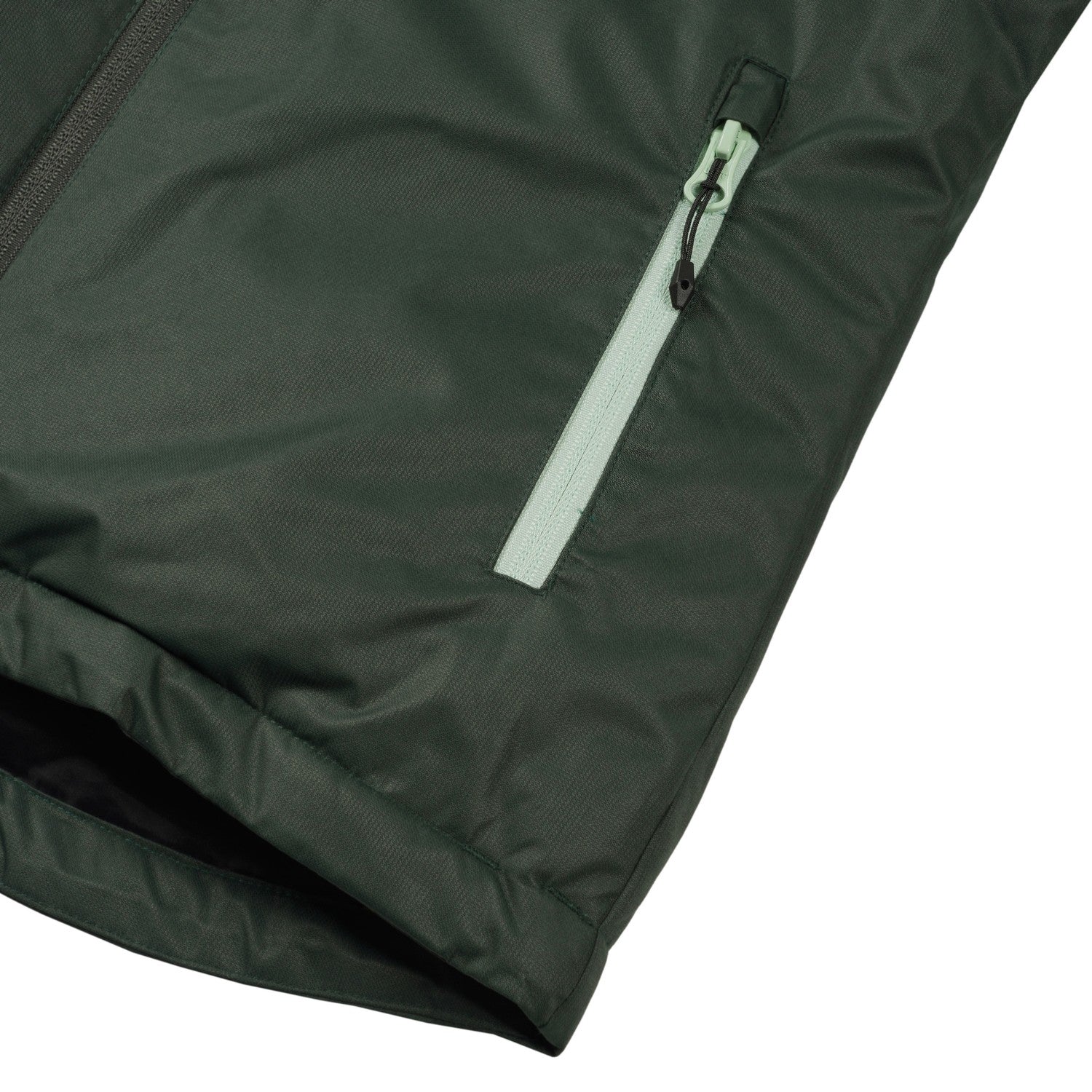 Icepeak Lindley Junior Jacket ski jacket -- Mint Green 500 colorway outside profile showing zippered pockets and seams