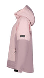 Icepeak Lindley Junior Jacket 2026 ski jacket -- Light Pink 610 colorway front view on model with hood and cuffs