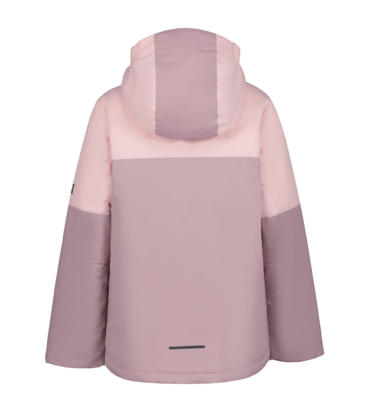 Icepeak Lindley Junior Jacket 2026 ski jacket -- Light Pink 610 colorway back view showing articulated powder skirt and fit