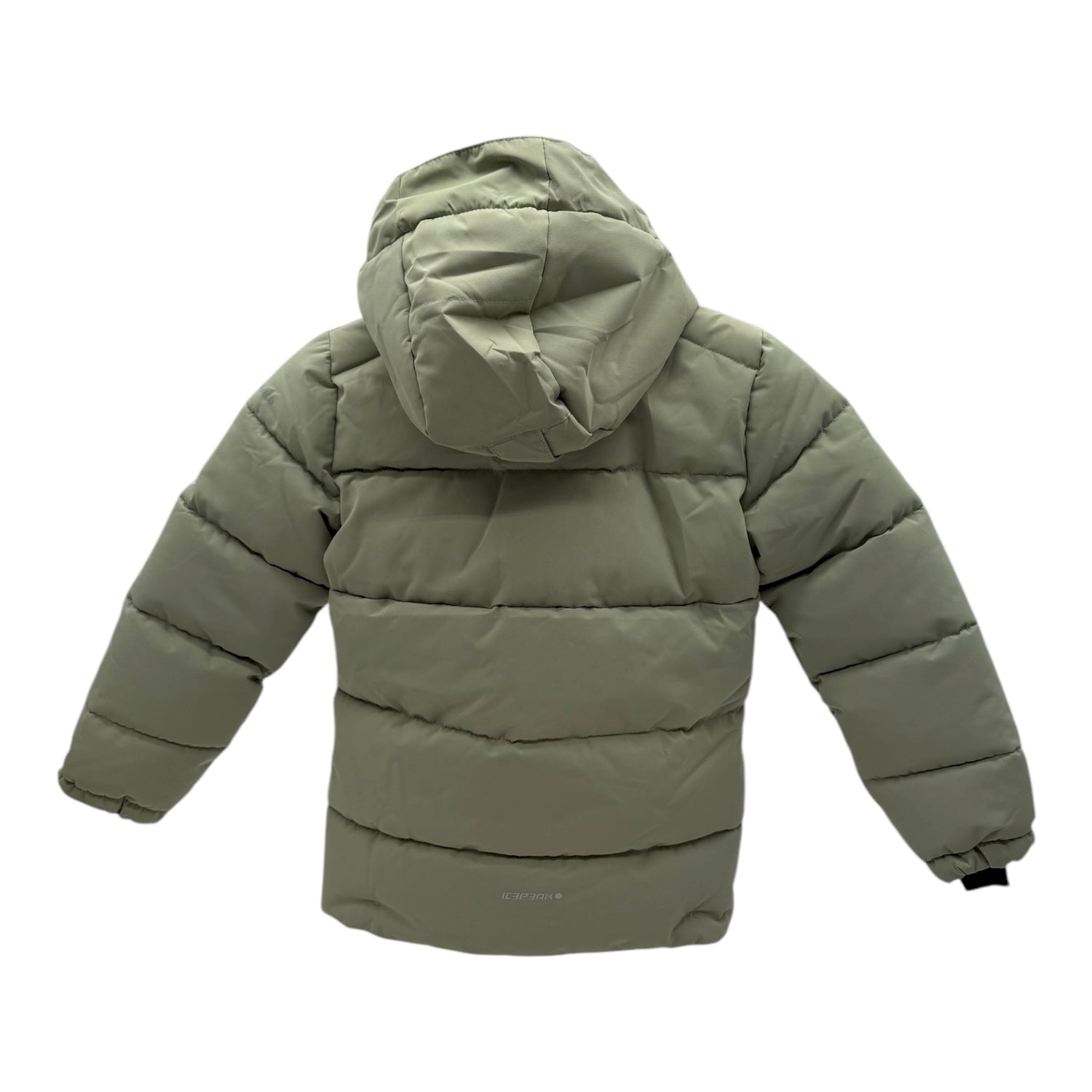 Icepeak Louin Junior Jacket ski jacket -- Light Green 527 colorway front view on model with hood and cuffs