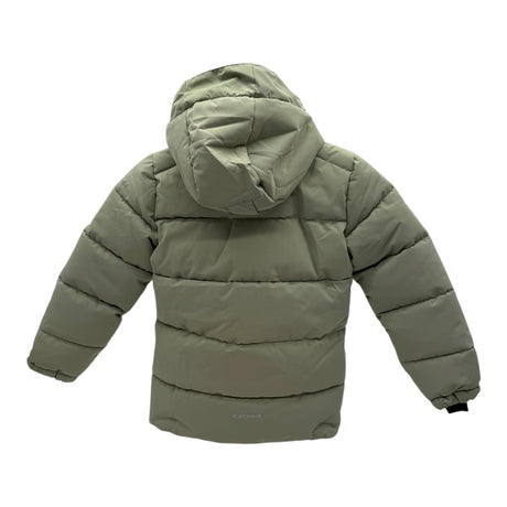 Icepeak Louin Junior Jacket ski jacket -- Light Green 527 colorway front view on model with hood and cuffs