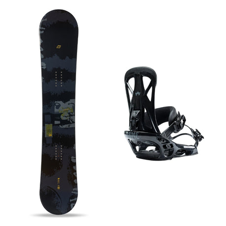 K2 Courier Snowboard 2026 alpine binding -- With Rome United Bindings colorway top view showing toe and heel piece
