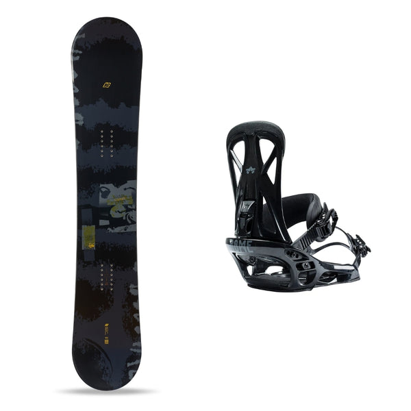 This is an image of K2 Courier Snowboard 2026 with Rome United Bindings