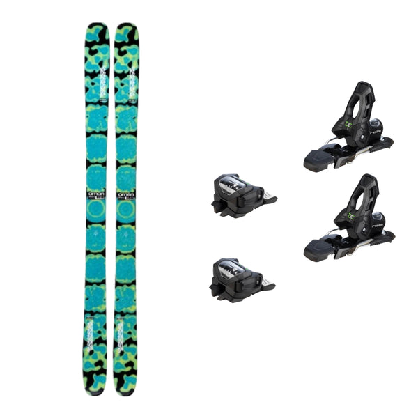 This is an image of K2 Omen 85 W Skis Package with Attack 11 Ski Bindings